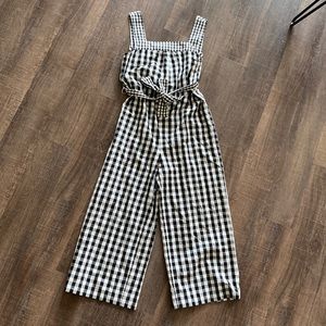 Madewell Gingham Linen Tie Waist Jumpsuit